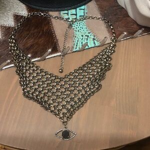 Elegant Silver Chain Necklace with Eye Pendant